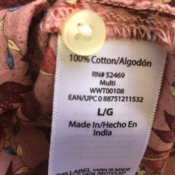 Women's Free Assembly Rose Floral Print Top / Blouse Size L - Picture 13 of 16